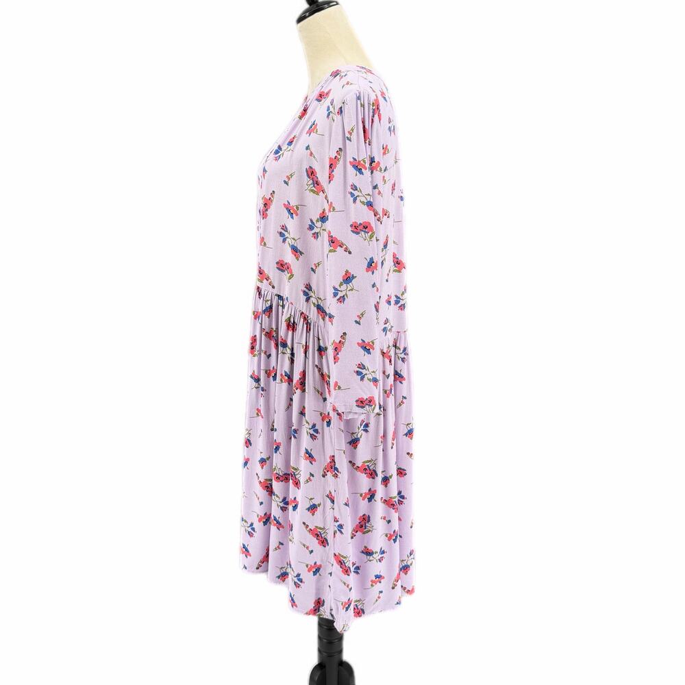 Maeve Anthropologie Juno Floral Printed Lilac Lavender 3/4 Sleeve Mini Dress - Picture 3 of 11